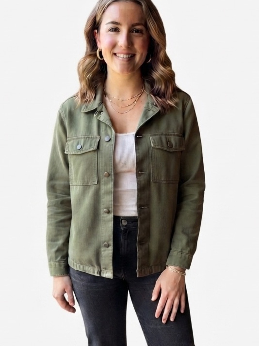 OLD NAVY Women's Olive Green Utility Shirt Jacket Size L